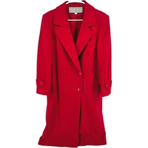 Vintage Evan Picone Double Breasted Trench Coat 100% Wool USA Union Red 1X